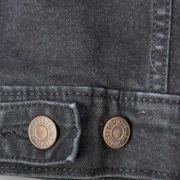 Levi's Women Slim Fit Original Trucker Jeans Jacket Inside Pockets Black sz S - Picture 5 of 12